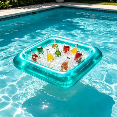 Inflatable Pool Bar: Outdoor Serving Bar with Drain Plug, Ice Table Drink Cooler for Parties 2