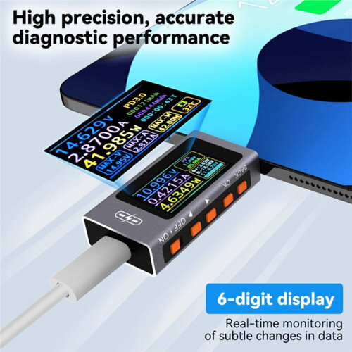 UT01C Type-C-Tester 4V-30V 12A Digitales Spannungs-Strom-Messgerät IPS-Display Schnelllade-Trigger-Messgerät A 1
