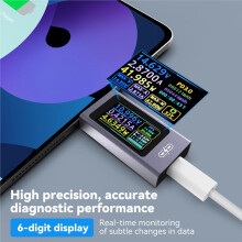UT01C Type-C Tester 4V-30V 12A Digital Voltage Current Detection Meter IPS Display Fast Charging Trigger Meter A