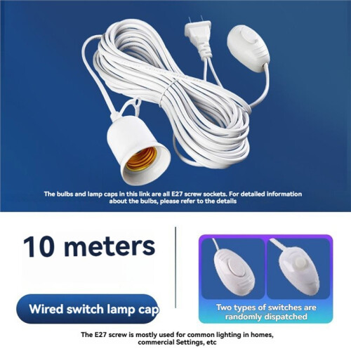 10M LED Bulb E27 Holder Base Extension for Tent Bedroom Light Socket Adapter E27 Lamp Holder with Swith EU Plug 1