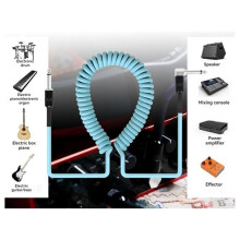 6m Coiled Guitar Cable L-S Coil Electric Instrument Cable Curly Instrument Cable Stretchable