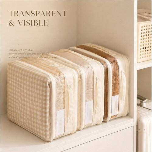 1set Sheet Organizer Boxes, Transparent, Large-Capacity, Stackable Wardrobe Storage Boxes, Suitable for Storing Blankets