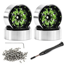 For 1/18 TRX4M SCX24 FMS Ascent-18 1.3-Inch Wheels Climbing Car Metal Wheels D480 Green