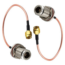 2 Stück RG316 50Ohm RF Koaxialkabel 7,8 Zoll, SMA Männlich zu N-Weiblich Bulkhead-Adapterkabel für Antennensignal