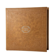 13" PU Leather Scrapbook Album, Vintage Hot Stamping Self-Adhesive Photo Book for Wedding Travel Family Floral