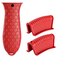 3PCS Silicone Pan Handle Sleeve Non-Slip Cast Iron Skillet Handle Cover Pot Holder for Metal Pan Heat Assist Sleeve