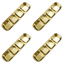 4pcs Stainless Steel Divided Dip Bowls Korean Sauce Plate Seasoning Dipping Condiment Tray for BBQ Spice Ketchup Plate