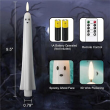 6PCS Flameless Taper Candles with Remote and Timer Led Candlesticks with 3D Wick Halloween Fake Candle