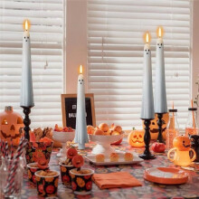 6PCS Flameless Taper Candles with Remote and Timer Led Candlesticks with 3D Wick Halloween Fake Candle
