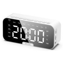 Speaker Alarm Clock, Dual-Alarm Digital Bedside Clock with Phone Holder, AUX TF Card Input for Bedroom