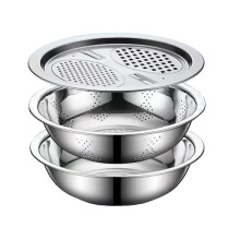 Juego de cocina de acero inoxidable de 3 uds con molinillo integrado, filtro multiusos y cuenco para mezclar, Ideal