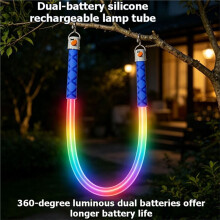 DC5V USB Rechargeable RGB LED Tube Dual Battery Running Light Remote Control for Camping, Photography, Fill Light 1m