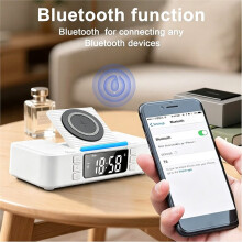 9-in-1 Wireless Charging Station with Speaker, Alarm Clock, FM Radio, Night Light
