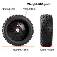 17mm Hex RC Off Road Wheels Tires 118.6x42mm for 1/8 Arrma Typhon Jato FS RC Car Upgrade Parts Black