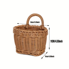 (S) Plastic Rattan-Style Kitchen Ginger Garlic Storage Basket Retro Wall-Mounted Basket Hand-Carried Small Flower Basket Kit