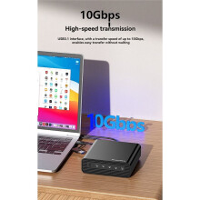 Blueendless 4 Bay M.2 NVMe SSD-Behuizing 10Gbps USB C Extern Opslagdock Ondersteunt 32TB Capaciteit met Koelventilator EU-Stekker