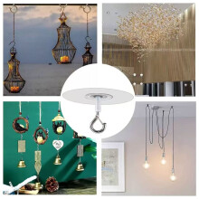 Adhesive Ceiling Hooks 12 Pack, No Drill Clear Stick- Disc Hooks for Hanging Plants, Decorations, Wind Chimes