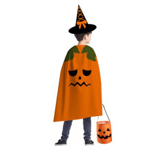 Easy Halloween Costumes Woman - One Size Fits All Pumpkin Spider Web Poncho Set