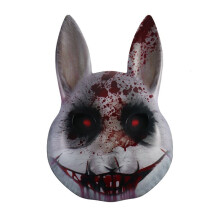 Spooky Halloween Rabbit Mask Costume with 3D Glowing Eyes for Masquerade Parties and Cosplay