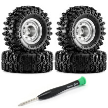 0,7 Inch RC Rock Crawler Velgen en Banden voor 1/30 voor Axial SCX30 RC Klimauto voor K10 voor Bronco Zilver