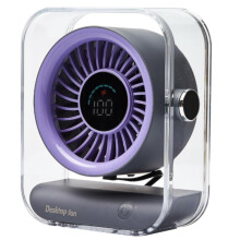 Ultra-Quiet Rechargeable Table Fan, 0-100% Stepless Speed Digital Display USB Desk Fan, Portable Fan for Bedroom Travel