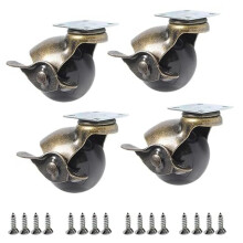 Brass Casters Heavy Duty Swivel Furniture Wheels with Brake 2 Inch 4 Pack 440 Lbs Non Marking Floor Safe