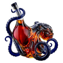 Cadeau de décoration pour bar à domicile pour homme : carafe à whisky en forme de pieuvre Kraken, style bouteille de rhum pi