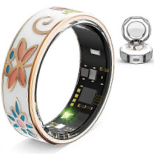 Bague connectée R18 en émail (taille 13), étanche, avec moniteur de fréquence cardiaque et d'oxygénation sanguine, et chargeu