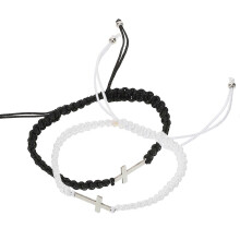 Bracelet de couple, bracelet croix pour femme, lot de 2, chaîne tressée ajustable