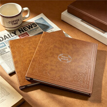13" PU Leather Scrapbook Album, Vintage Hot Stamping Self-Adhesive Photo Book for Wedding Travel Family Square