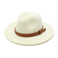 Sombrero de paja de verano – Plegable, de ala ancha – Correa de piel sintética para protección UV en viajes al aire libre