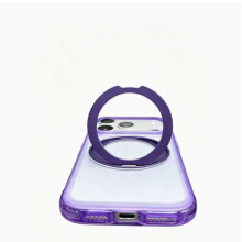 (Morado) Funda protectora de dos tonos con airbag para iPhone 18 Pro Max con soporte giratorio de 360.