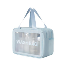 Handheld Makeup Bag Travel Cosmetic Bag Large Capacity Toiletry Bag Wash Bag Clear Skincare Storage Bag Blue M