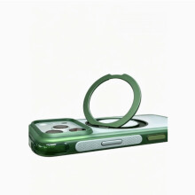 (Green) Two-tone airbag drop protection case for iPhone 18 Pro Max with 360 rotating stand.