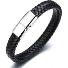 Children Solo Junior Boy Bracelet in genuine leather Brown/classic Black 6-12+3 years. Gold Silver Black Titanium magnetic clasp