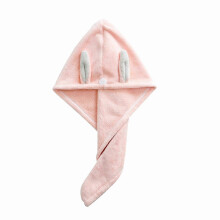 Turbante per capelli con orecchie di coniglio, super assorbente, ad asciugatura rapida, con bottone, per donne e ragazze (2 p