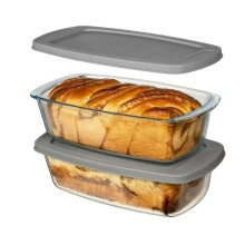 Juego de 2 Moldes de Vidrio para Pan con Tapas - Moldes de Vidrio Apilables de 1,8 L para Hornear Pan - 2 Recipientes para Almacenar Alimentos