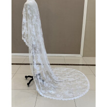 (White,250cm)Romantic Lace Bridal Veil With Ushape Style For Wedding Ceremony And Shoot Photography