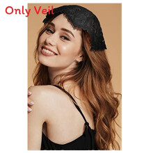 (Black)Short Ivory Tulle Bridal Veil With Sun Shield For Weddings And Special Occasion Wear