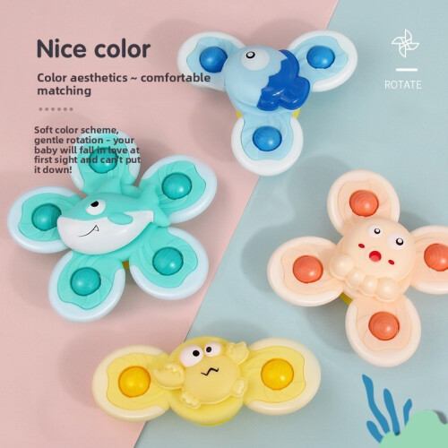 (Octopus)Infant Plastic Rotating Rattle Toy With Crab Octopus For Coordination Handeye 2