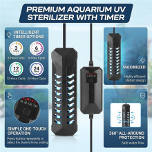20W Aquarium-UV-Sterilisatorlampe, Wasserdichte UV-Lampe für Fischtanks mit Timer, Wasserklärer, Algenkontrolle, US-Stecker