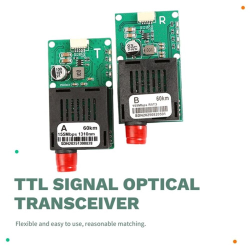 60KM TTL Optical Transceiver Module TX RX Fiber Transceiver Optical Terminal Equipment FC Interface AV/VCC/GND 2