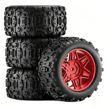 4 Stück RC für Monstertruck Räder Reifen 90x45mm für 1/14 1/16 für MJX für E-Revo für ARRMA Kraton Upgrade Teile Rot