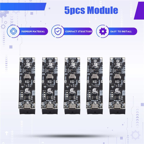 5Pcs Type-C 18650 Lithium Battery Boost Step  Module 18650 Lithium Battery UPS Boost Module for MCU Router DIY 12V 1