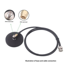Walkie-Talkie/Vehicle Antenna Magnetic Mount with 3-Meter SMA Male to BNC Male Cable RG58 Coaxial Extension Cable A