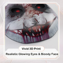 Spooky Halloween Rabbit Mask Costume with 3D Glowing Eyes for Masquerade Parties and Cosplay