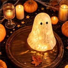 Halloween Decor Hars Standbeeld Oplichten Confetti Beeldje Gloeiende Hars Halloween Decor Warm Led Bureau A