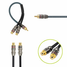 Auto-Audioversterker Subwoofer Audiokabel Mannelijke Naar Vrouwelijke RCA-Stekker Audiokabel 1 Vrouwelijk Naar 2 Mannelijk