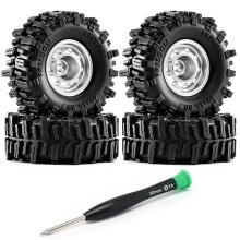 0.7 Inch RC Rock Crawler Wheel Rims & Tires for 1/30 Axial SCX30 RC Climbing Car for K10 Bronco M Silver