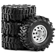 0.7 Inch RC Rock Crawler Wheel Rims & Tires for 1/30 Axial SCX30 RC Climbing Car for K10 Bronco M Silver